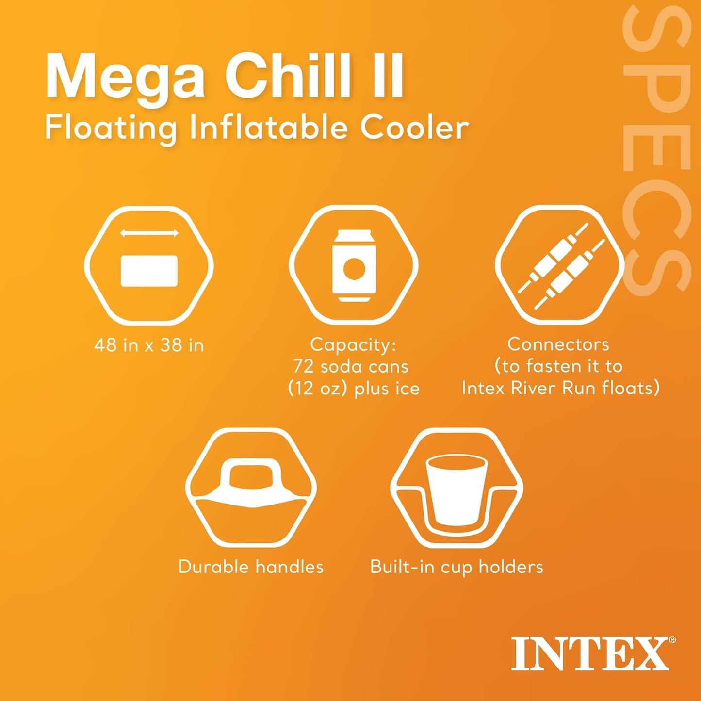 PATOYS | Intex Mega Chill II Inflatable Floating Cooler 72 Can Beverage Cooler Float - 58821EP - PATOYS