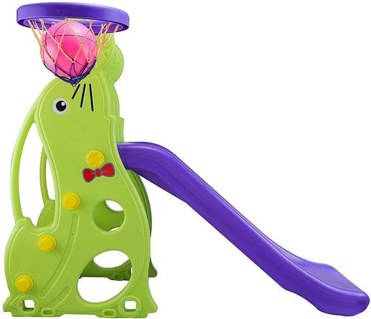 PATOYS | Sliding for Kids in Dolphin Shape Slide Along with One Basketball - PATOYS