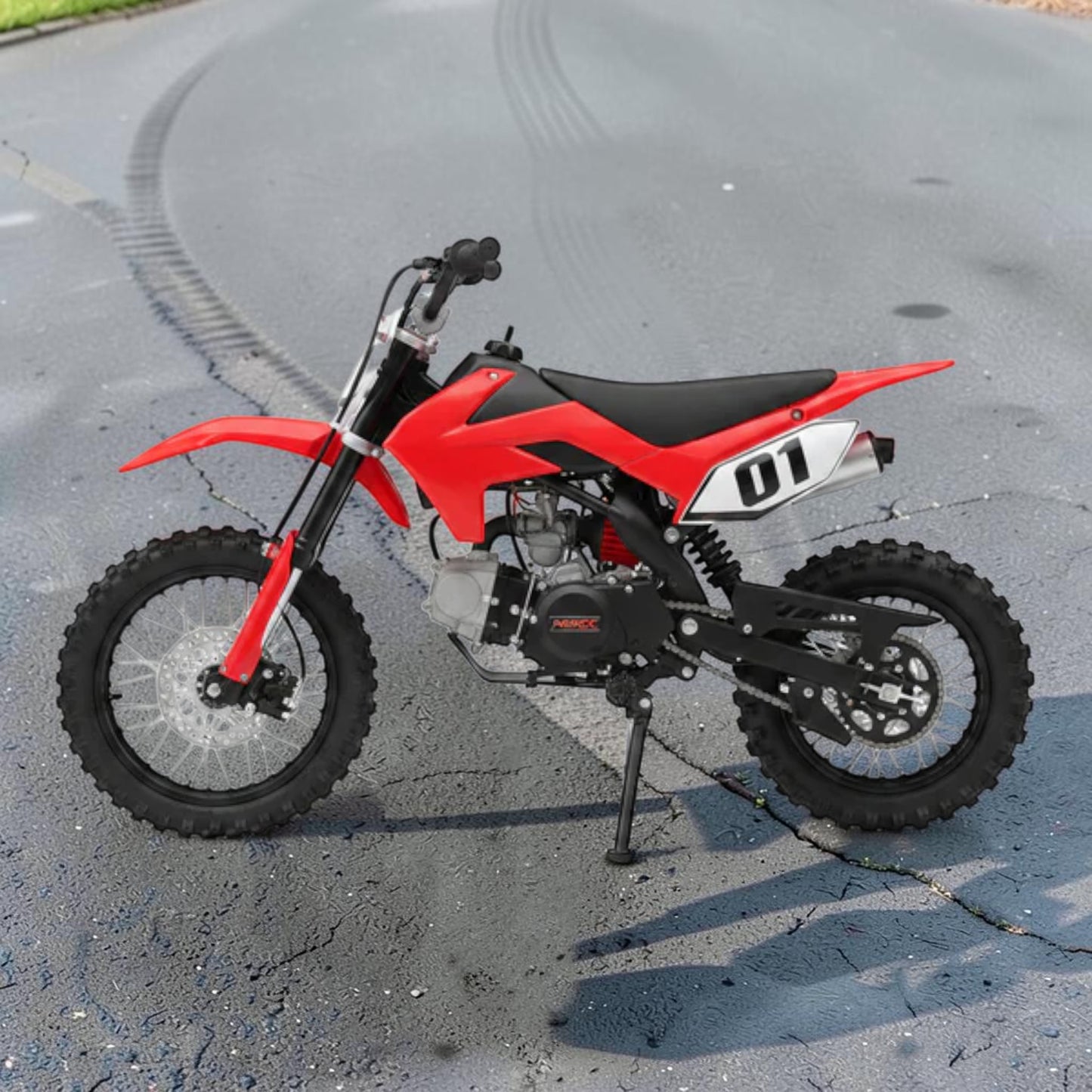 PATOYS | 49CC Kids Petrol Dirt Bike | Pocket Bike for Kids 7-16 Years with head light red left side