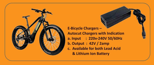 PATOYS | E-Bicycle Charger with Indication Input: 220v-240V 50/60Hz Output: 42V/2amp - PATOYS