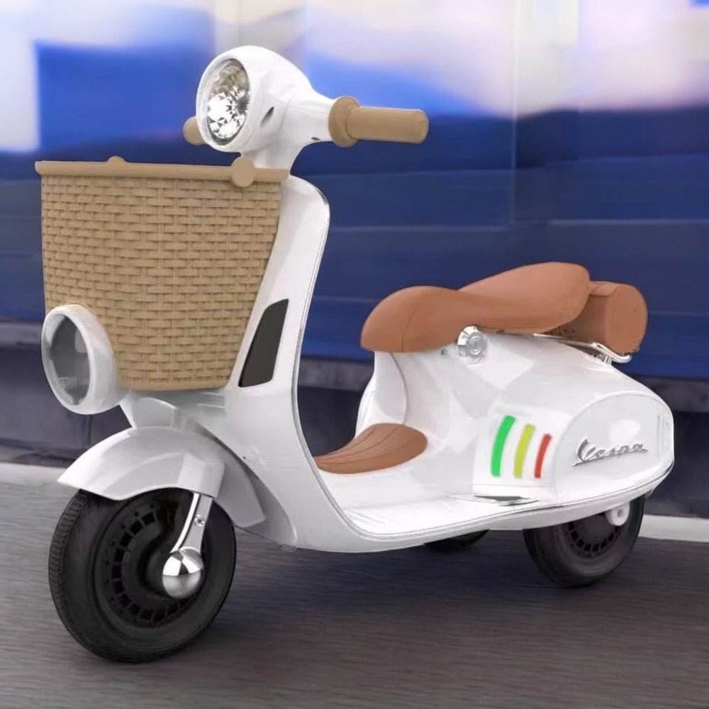 PATOYS | Electric Vespa Scooter with Big Basket Kids Pinky Lovely Ride-Ons - PATOYS