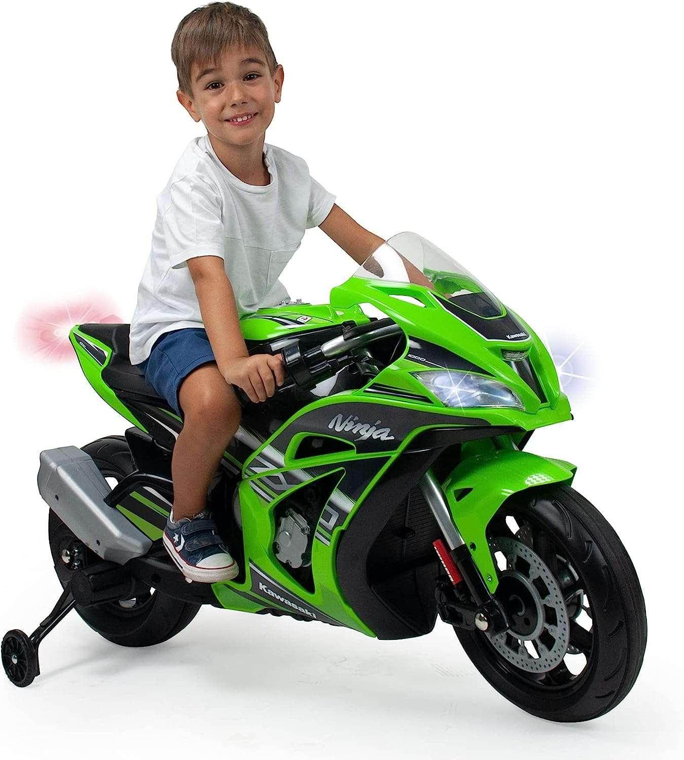 Licensed MOTO ZX10 Ninja Kawasaki Battery Operated 12 volt dirt Bike for Kids (Green) (6495) - PATOYS