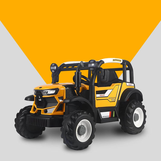 PATOYS | Kids Electric Ride-On Premium Tractor with Dual Control, excavator for Boys and Girls - (Ages 2-8) - Yellow - PATOYS