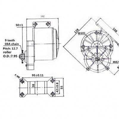 PATOYS | MY1016Z2 24V 250W Electric Motor for E-Bike, Electric Tricycle, DIY EBike Project - PATOYS