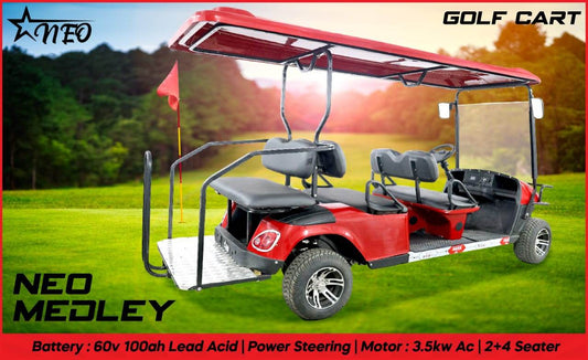 PATOYS | Neo Medley Golf Cart 2+4 seater with Power steering 60v 100ah battery operated - PATOYS