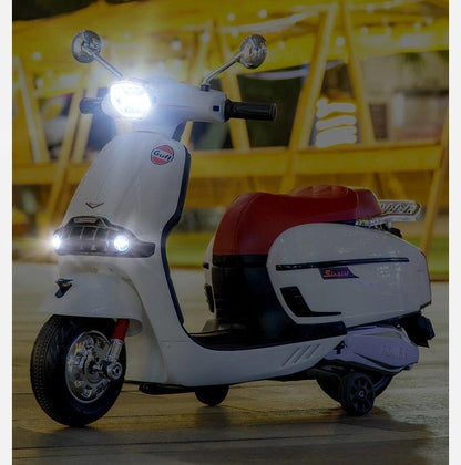 PATOYS | Gulf Battery Operated Vespa type ride on bike for kids 2Motor hand race big size scooter - PATOYS