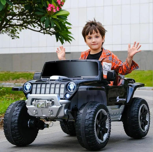 PATOYS | Hurricane Kids Car, Rechargeable Battery-Operated Ride on Jeep for Kids Big jeep Black Ride on Jeep PATOYS