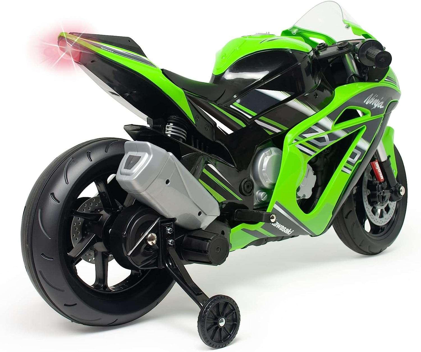 PATOYS | Injusa | Licensed MOTO ZX10 Ninja Kawasaki Battery Operated 12 volt dirt Bike for Kids (Green) - PATOYS