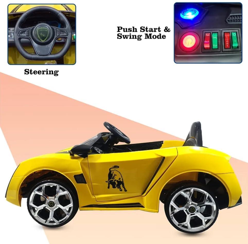 PATOYS | Smoky Battery Operated Ride on Kids Car, Electric Kids Baby Car, Battery Operated Car for Kids to Drive 2 to 5 Years, Yellow - PATOYS