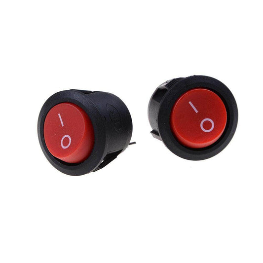 PATOYS | Red Light SPST 2-Pin on/Off Round Boat Rocker Switch AC 6A 250V 10A 125V- 2 piece - PATOYS