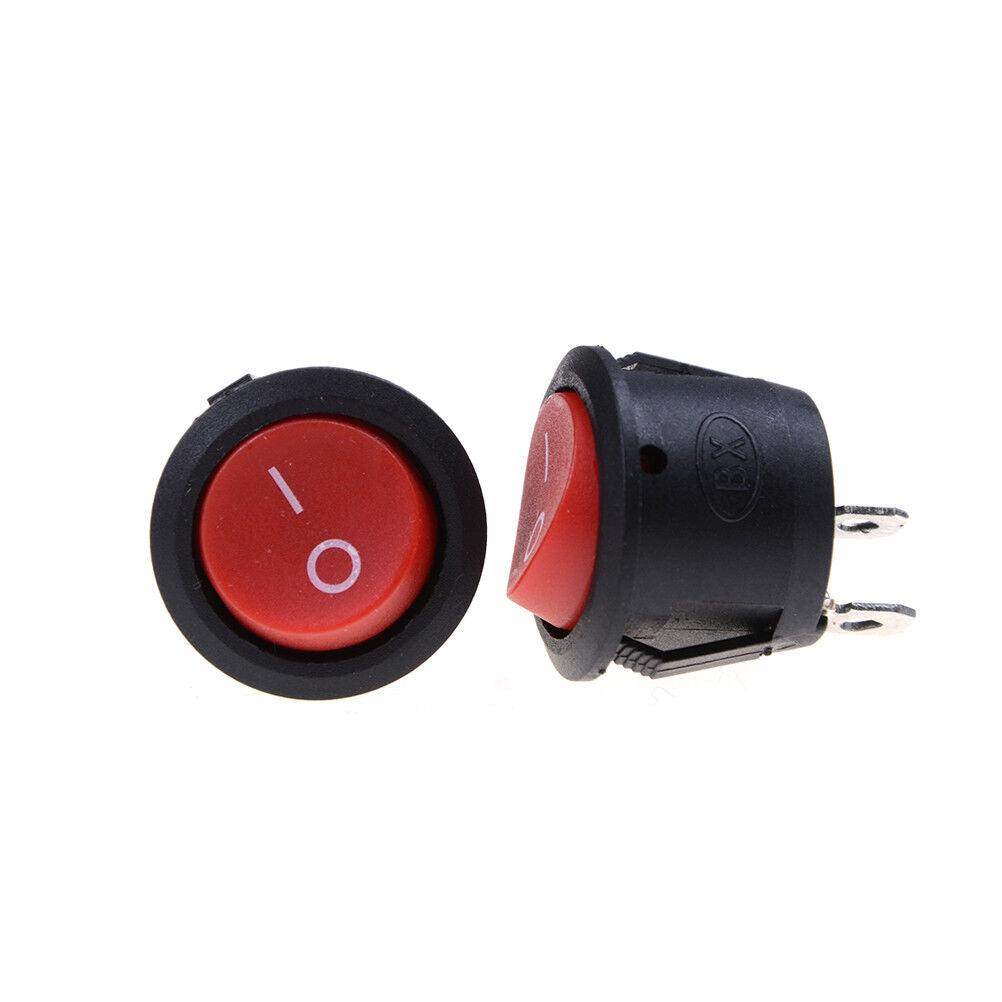 PATOYS | Red Light SPST 2-Pin on/Off Round Boat Rocker Switch AC 6A 250V 10A 125V- 2 piece - PATOYS