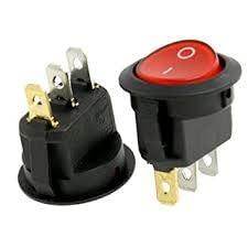 PATOYS | Red Light SPST 3-Pin ON/Off Round Boat Rocker Switch AC 6A 250V 10A 125V - PATOYS