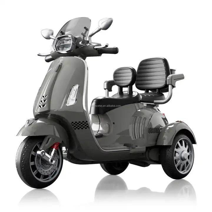 PATOYS | Unisex 2 Seater Big Size Ride-On 12V Battery Vespa scooter with 3 Wheels Power for Children - PATOYS