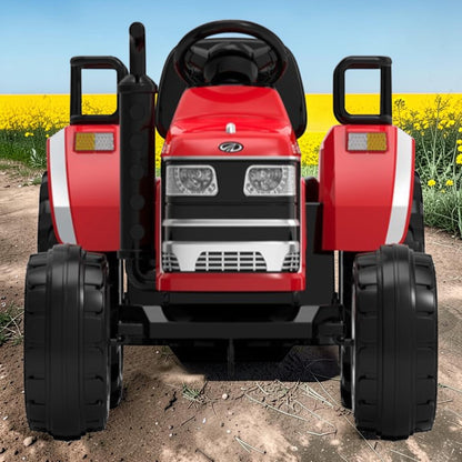 PATOYS | Officially Licensed Mahindra Tractor NOVO 12V Electric Ride-On Tractor for Kids | Big Wheeled Farm Tractor with Music, Horn & LED Lights | Ages 1–8 Years