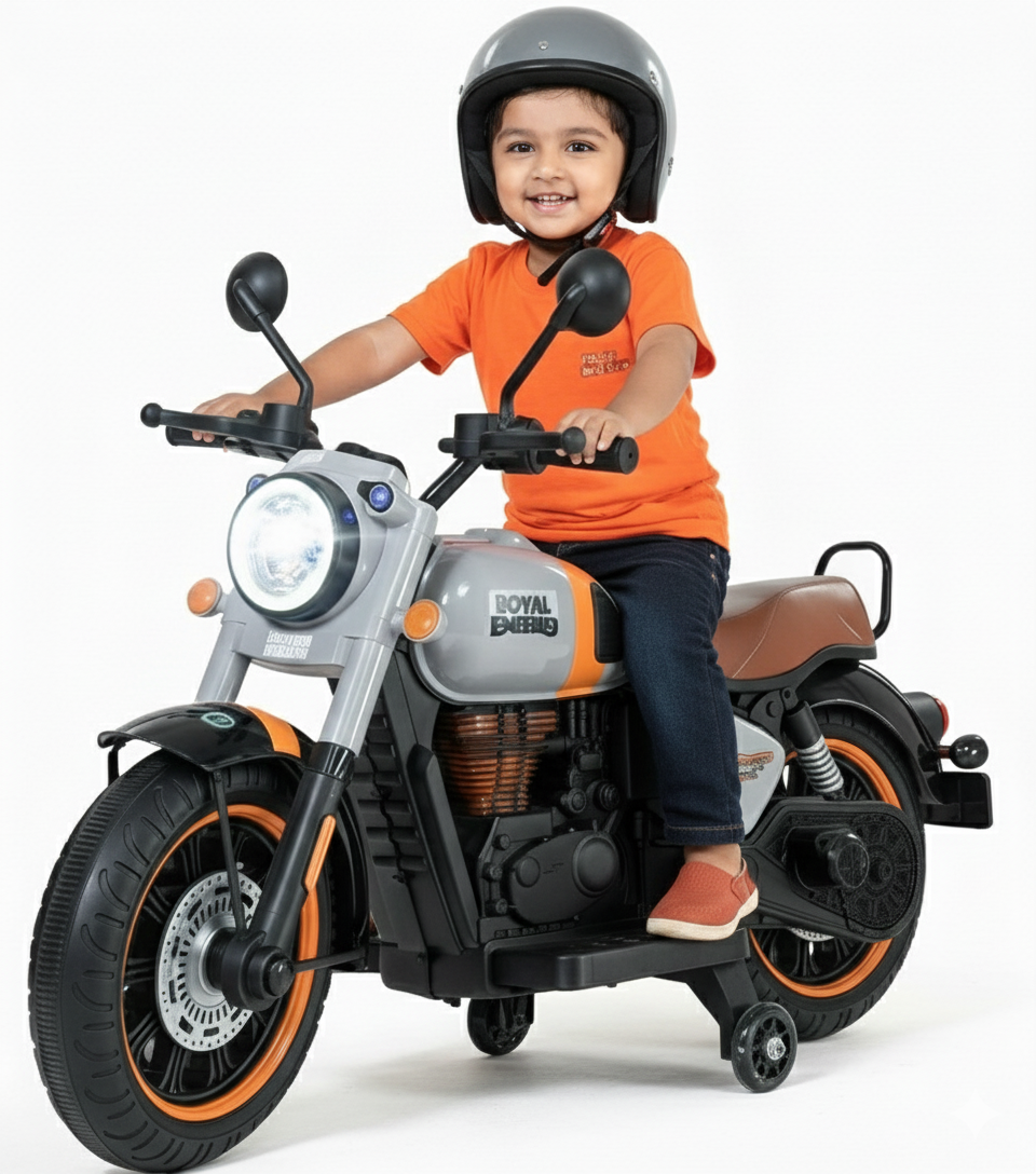 PATOYS | Bullet Style Kids Ride-On Bike | Classic Cruiser 12V Battery Operated | Ages 3-7 Years