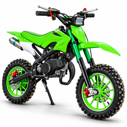 PATOYS | 50CC 2-Stroke Dirt Max Kids Petrol Dirt Bike with Front Light | Self & Pull Start | Multicolor