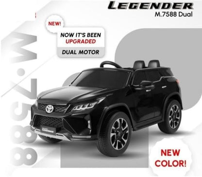 PATOYS | Kids Licensed Toyota Kids Rideon Car | Toyota Legender | Manual Plus Remote Control | Lights and USB Music Player | Kids Age - 1-5 (LEGENDER, Black)