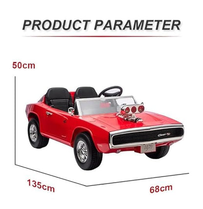 PATOYS | Kids Licensed Kids Rideon Car Dodge Charger Manual Plus Remote Control Lights and USB Music Player Kids Age - 1-5 Smoke Feature (Dodge Charger - Double seat, Red)