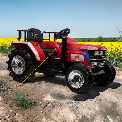 PATOYS | Officially Licensed Mahindra Tractor NOVO 12V Electric Ride-On Tractor for Kids | Big Wheeled Farm Tractor with Music, Horn & LED Lights | Ages 1–8 Years