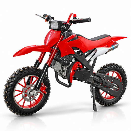 PATOYS | 50CC 2-Stroke Dirt Max Kids Petrol Dirt Bike with Front Light | Self & Pull Start | Multicolor