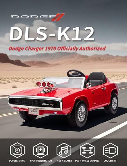PATOYS | Kids Licensed Kids Rideon Car Dodge Charger Manual Plus Remote Control Lights and USB Music Player Kids Age - 1-5 Smoke Feature (Dodge Charger - Double seat, Red)