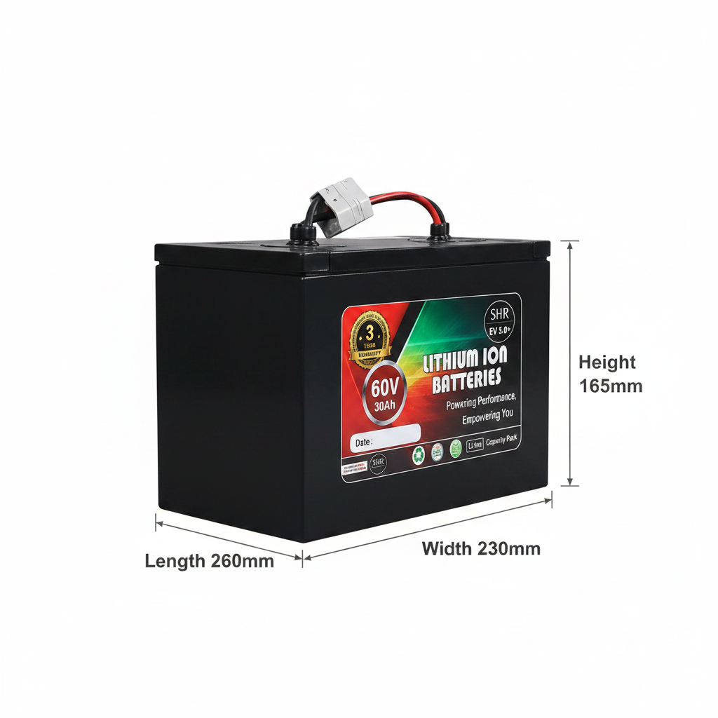 60V Battery Side View with Dimensions