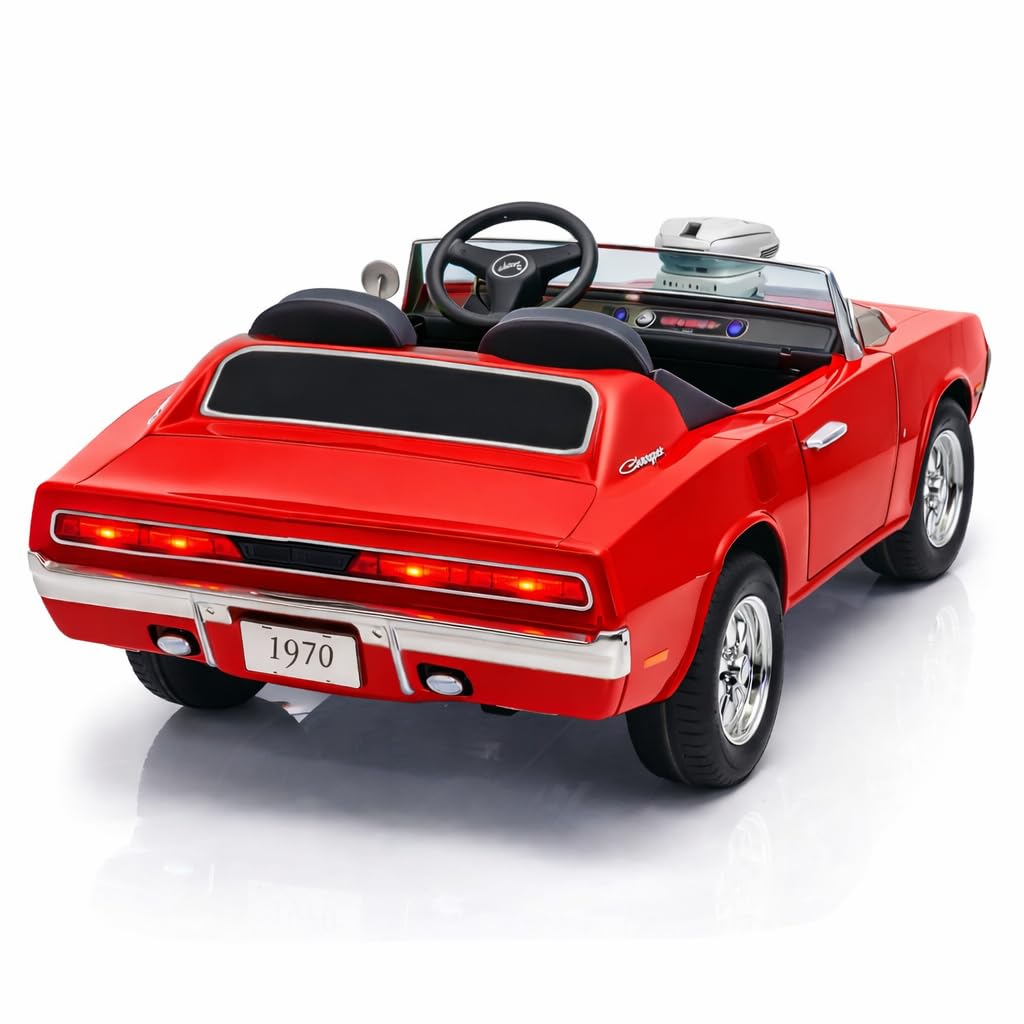 PATOYS | Kids Licensed Kids Rideon Car Dodge Charger Manual Plus Remote Control Lights and USB Music Player Kids Age - 1-5 Smoke Feature (Dodge Charger - Double seat, Red)