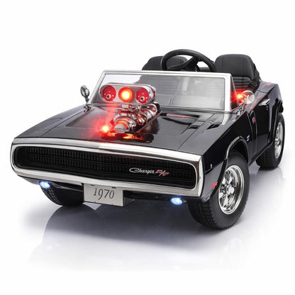 PATOYS | Kids Licensed Kids Rideon Car Dodge Charger Manual Plus Remote Control Lights and USB Music Player Kids Age - 1-5 Smoke Feature (Dodge Charger - Double seat, Red)