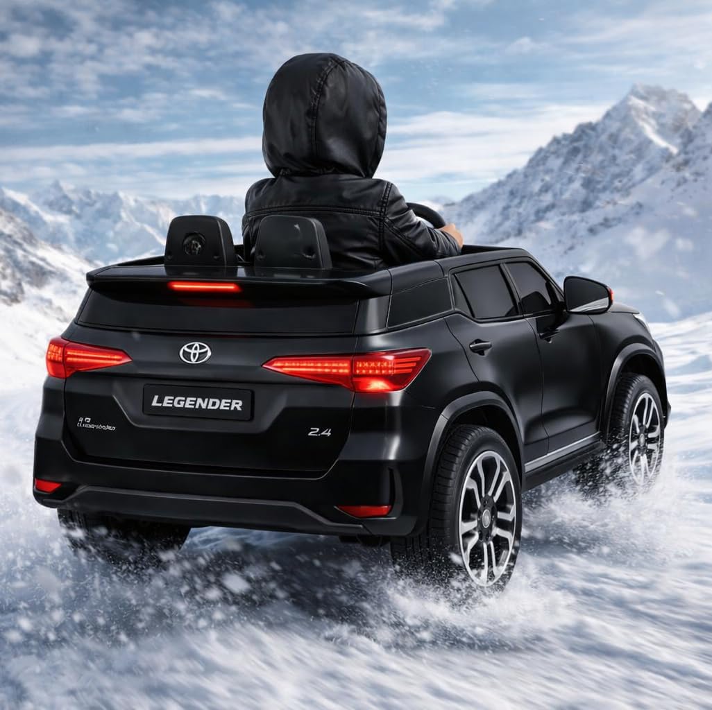 PATOYS | Kids Licensed Toyota Kids Rideon Car | Toyota Legender | Manual Plus Remote Control | Lights and USB Music Player | Kids Age - 1-5 (LEGENDER, Black)