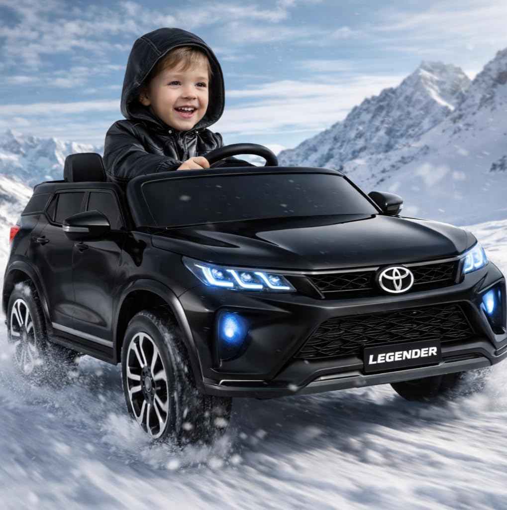 PATOYS | Kids Licensed Toyota Kids Rideon Car | Toyota Legender | Manual Plus Remote Control | Lights and USB Music Player | Kids Age - 1-5 (LEGENDER, Black)