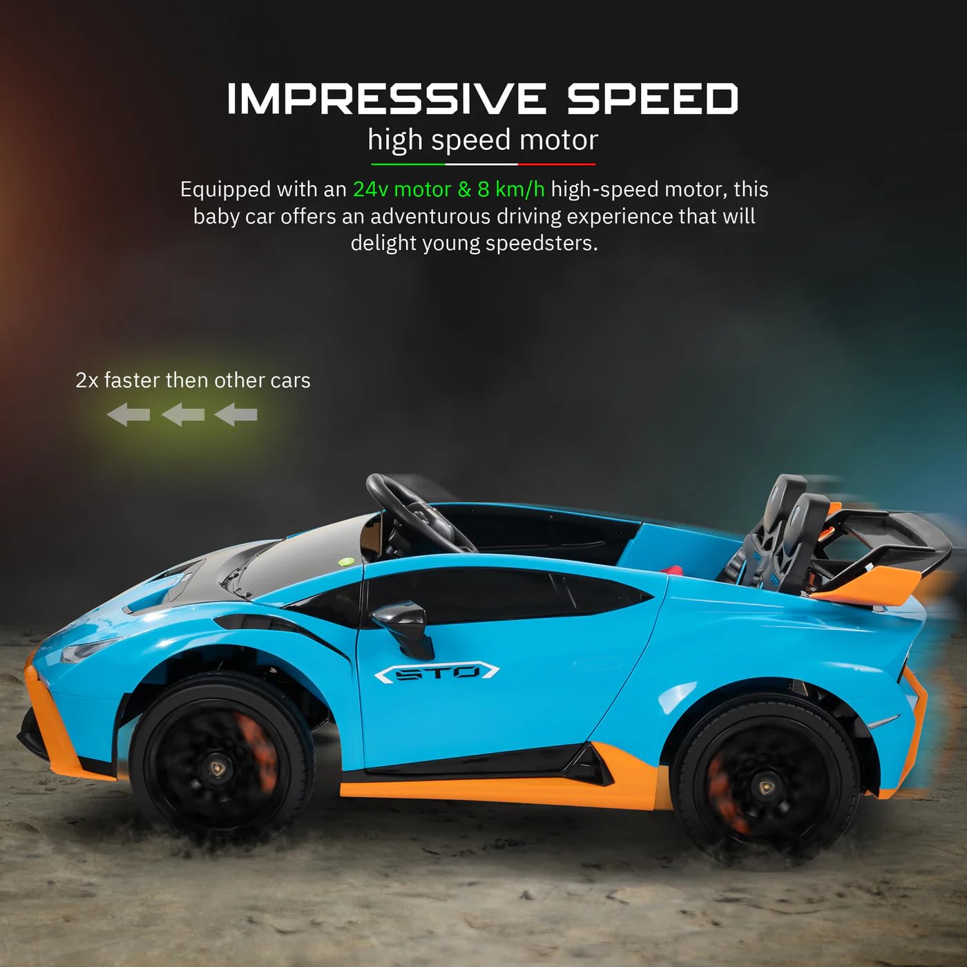 PATOYS | Kids Licensed Kids Rideon Car | Lamborghini | Manual Plus Remote Control | Kids Age - 1-5
