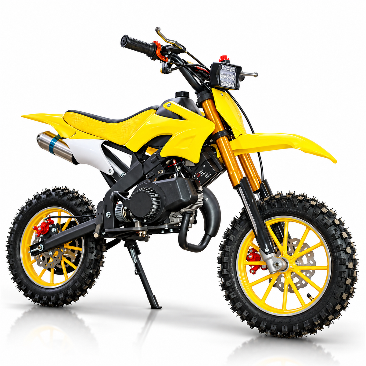 PATOYS | 50CC 2-Stroke Dirt Max Kids Petrol Dirt Bike with Front Light | Self & Pull Start | Multicolor