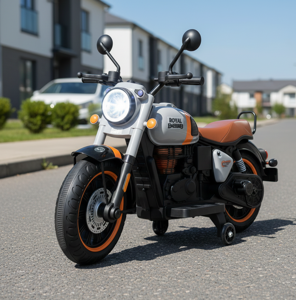 PATOYS | Bullet Style Kids Ride-On Bike | Classic Cruiser 12V Battery Operated | Ages 3-7 Years