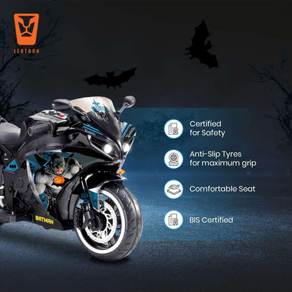 PATOYS | Batman Licensed Electric Ride-On Bike for Kids (3-8 Years) - Metallic Black - PATOYS