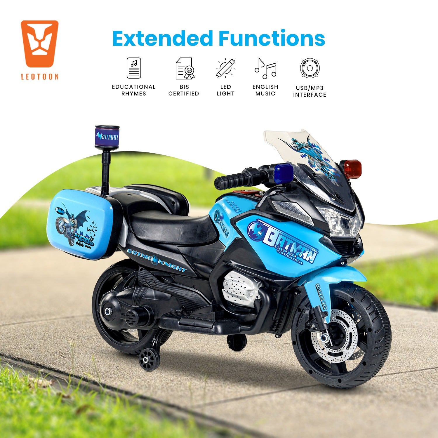 PATOYS Battery Operated Three-Wheel Kids Police Bike (Multi