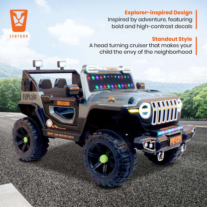 PATOYS | Explorer SUV Ride-On for Kids | 12V | 2-Seater | LED Lights | Remote Control | Metallic Grey - PATOYS