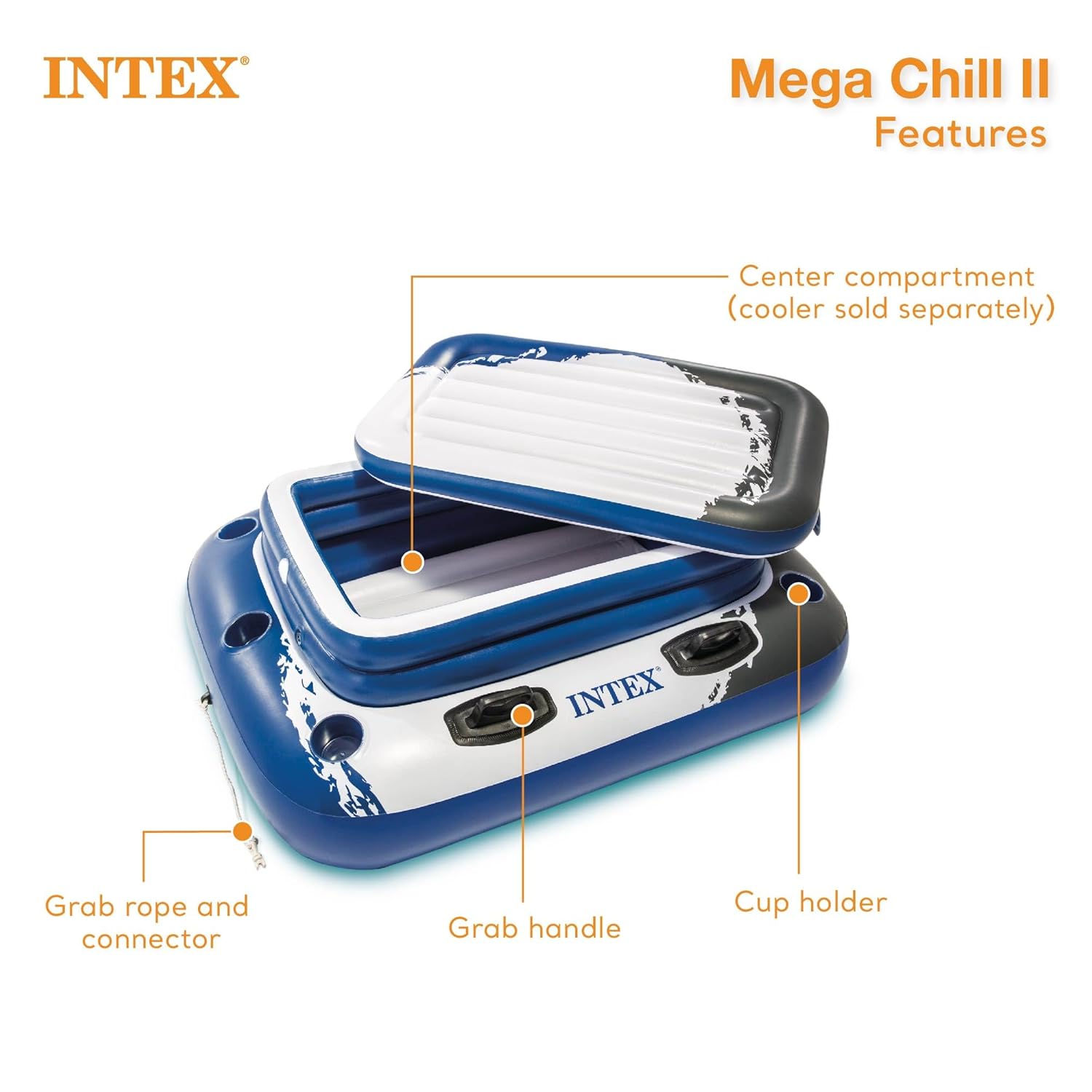PATOYS | Intex Mega Chill II Inflatable Floating Cooler 72 Can Beverage Cooler Float - 58821EP - PATOYS