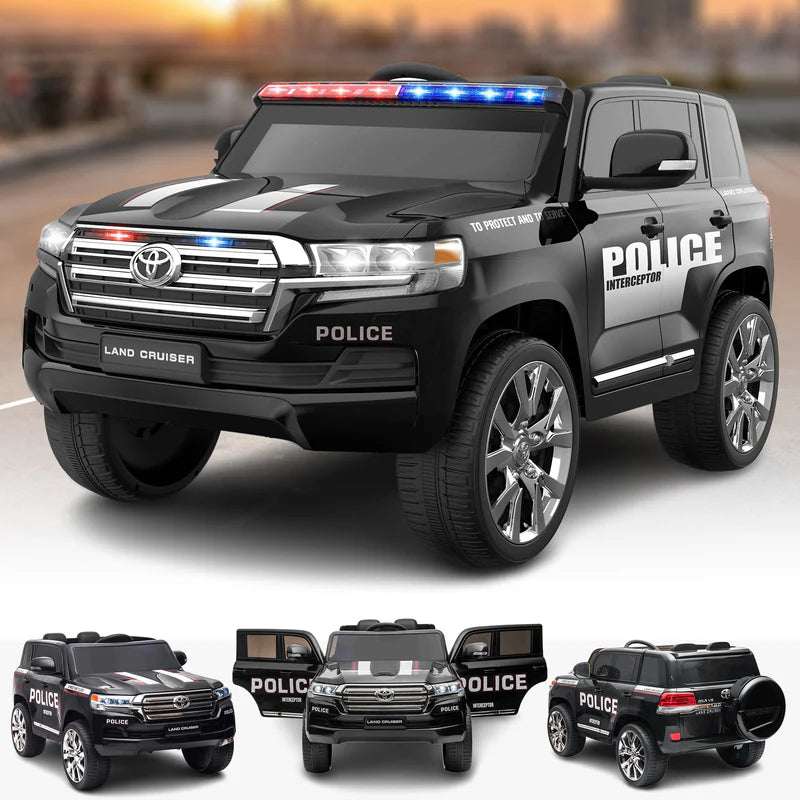 Licensed Toyota Land Cruiser Police Kids Ride-On Car | 12V Battery