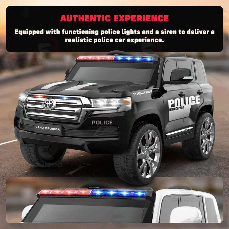 Licensed Toyota Land Cruiser Police Kids Ride-On Car | 12V Battery