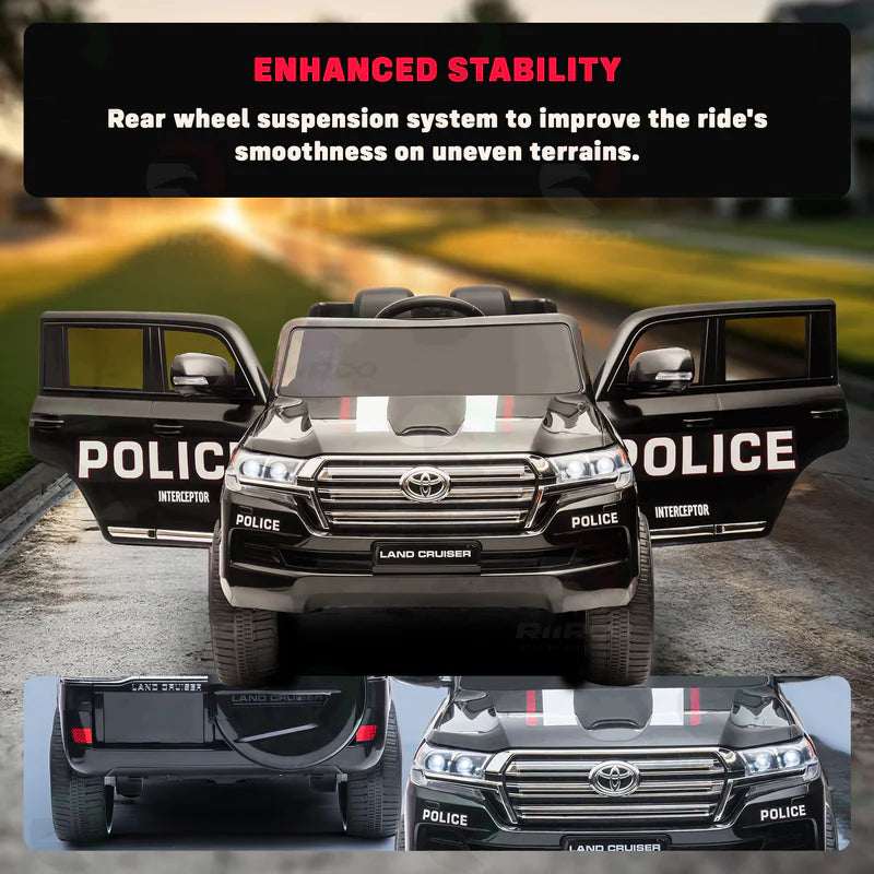Licensed Toyota Land Cruiser Police Kids Ride-On Car | 12V Battery