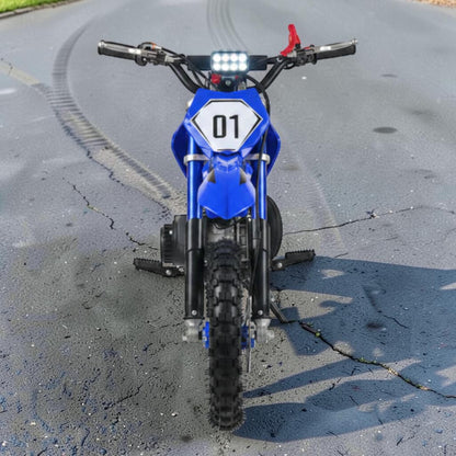 PATOYS | 49CC Kids Petrol Dirt Bike | Pocket Bike for Kids 7-16 Years with head light - blue - face