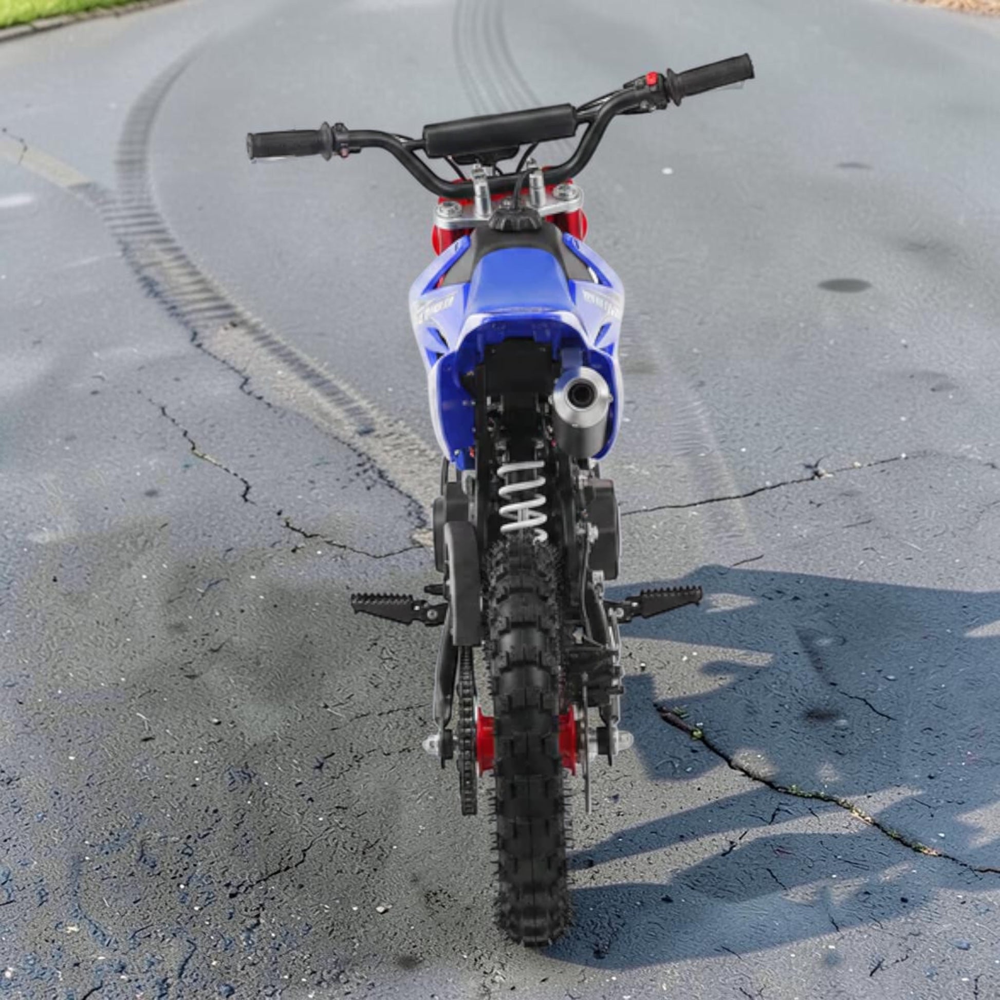 PATOYS | 49CC Kids Petrol Dirt Bike | Pocket Bike for Kids 7-16 Years with head light blue back