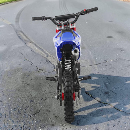 PATOYS | 49CC Kids Petrol Dirt Bike | Pocket Bike for Kids 7-16 Years with head light blue back
