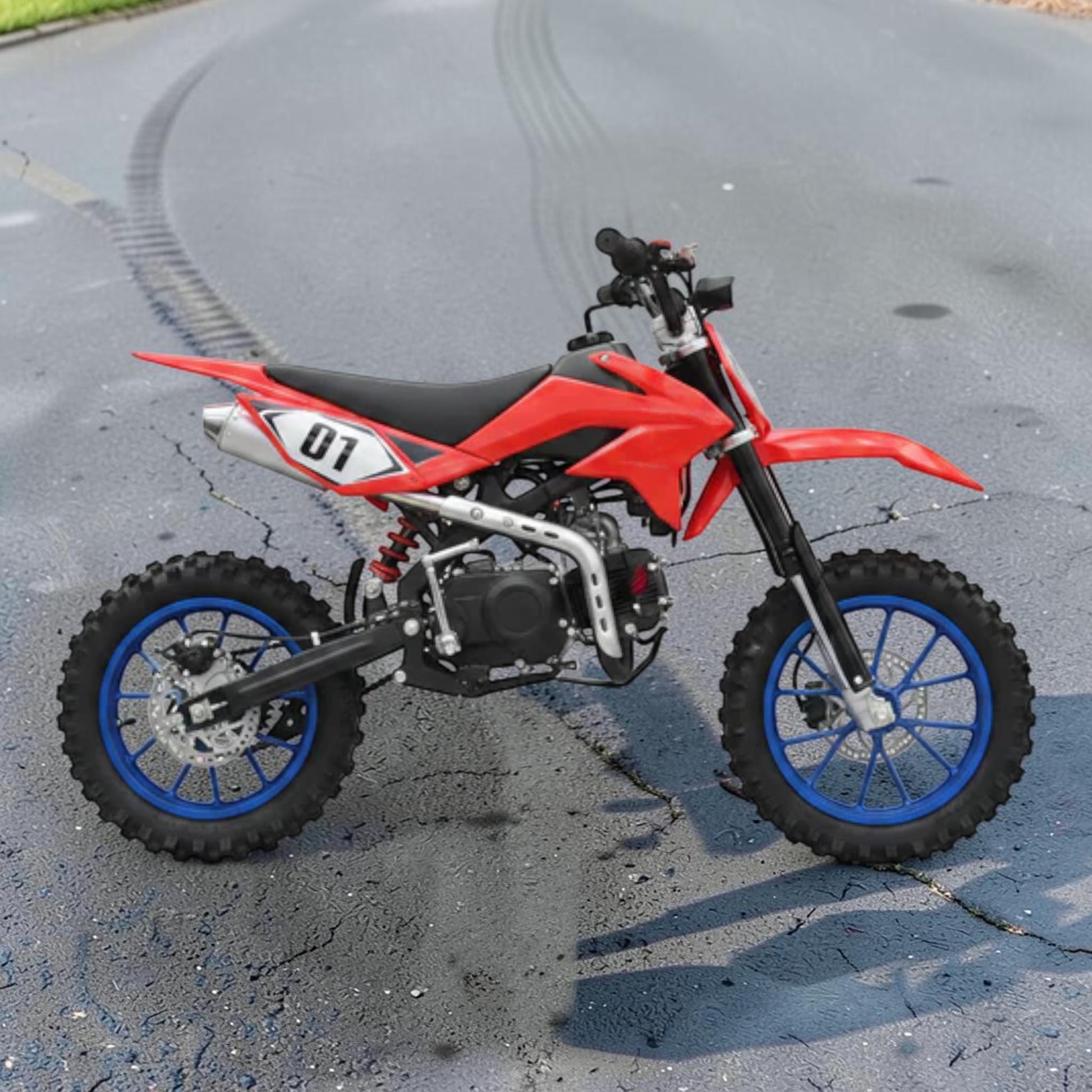 PATOYS | 49CC Kids Petrol Dirt Bike | Pocket Bike for Kids 7-16 Years with head light red fright side