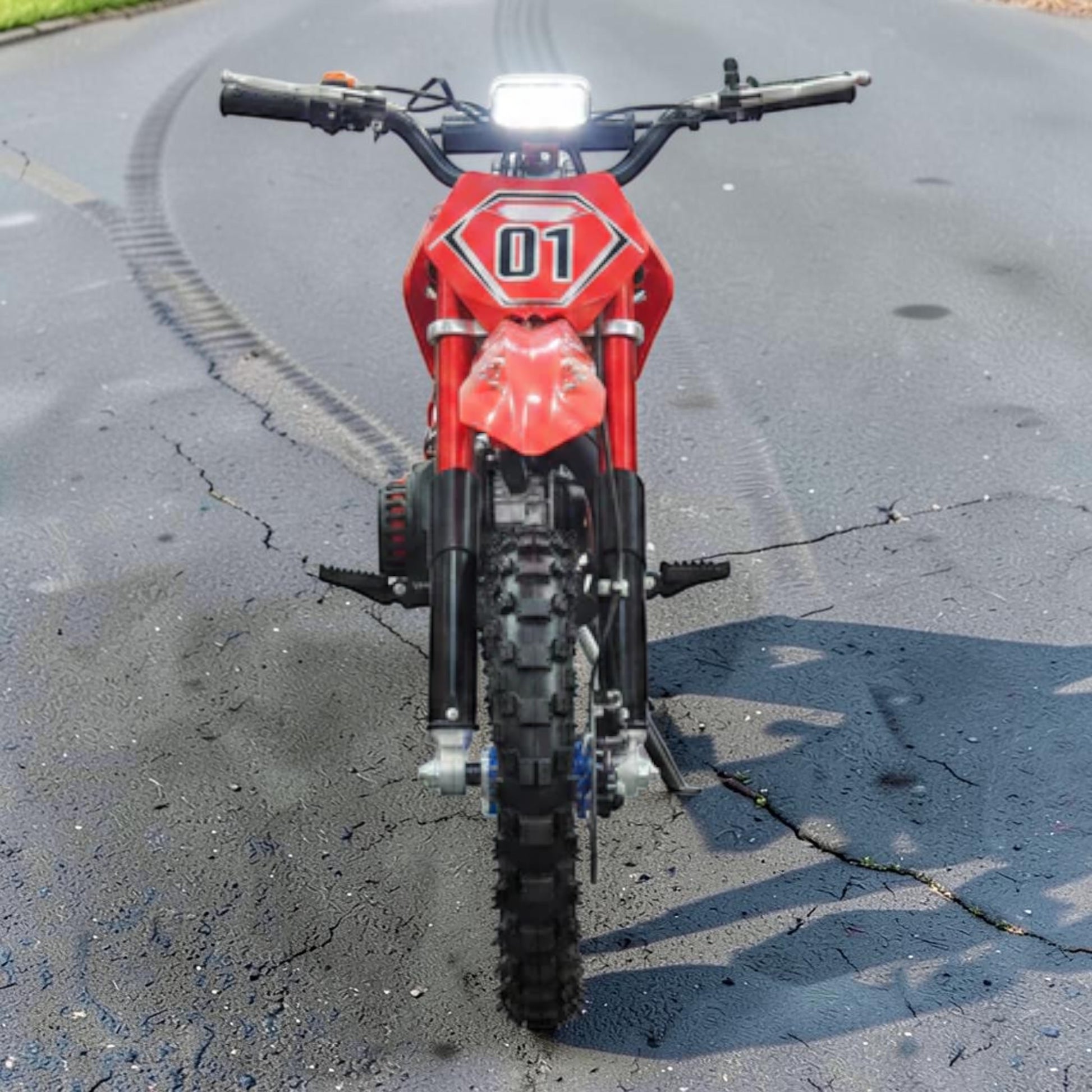 PATOYS | 49CC Kids Petrol Dirt Bike | Pocket Bike for Kids 7-16 Years with head light red front