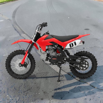 PATOYS | 49CC Kids Petrol Dirt Bike | Pocket Bike for Kids 7-16 Years with head light red left side
