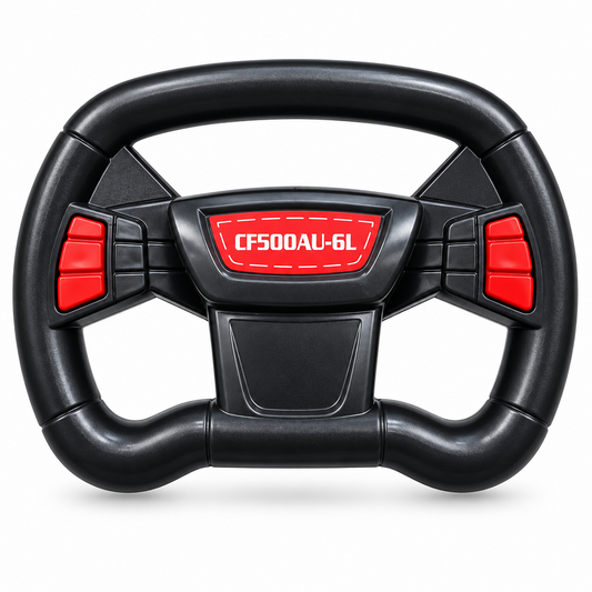 PATOYS PA-SW-084 Replacement Steering Wheel Front View - Black with Red Accents Model CF500AU-6L