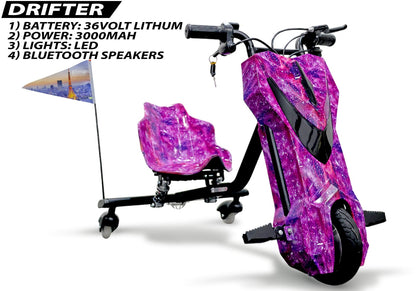 PATOYS | Drifter 8 Inch Electric Scooter 36V 4400mAh | LED Lights & Bluetooth | Kids 6+ Years