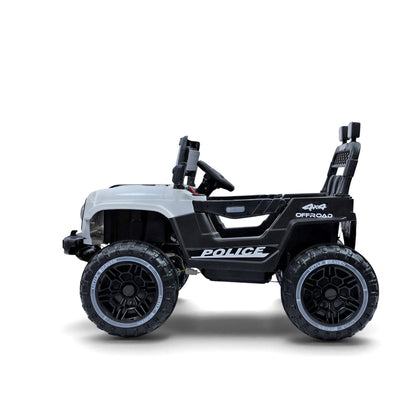 PATOYS | 12V Kids 4X4 Ride On Mercedes Style Police SUV | Model 518 (White)