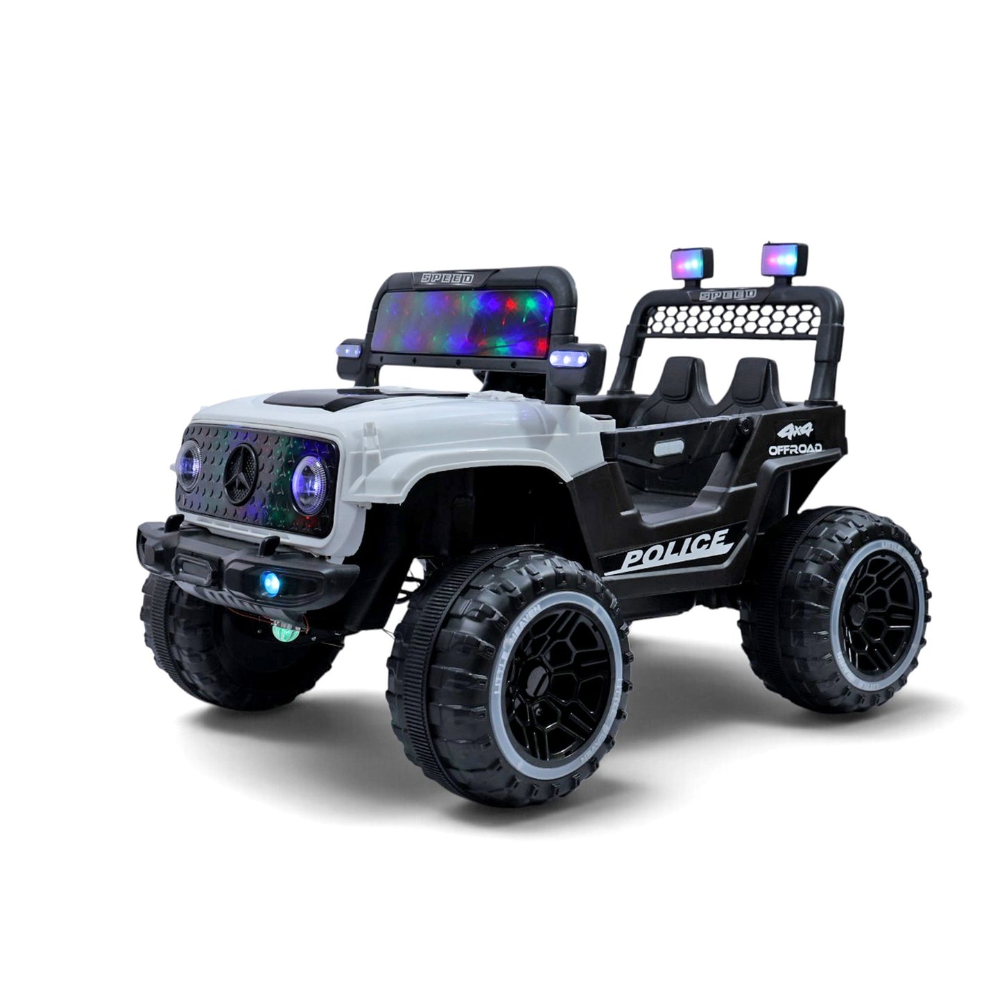 PATOYS | 12V Kids 4X4 Ride On Mercedes Style Police SUV | Model 518 (White)
